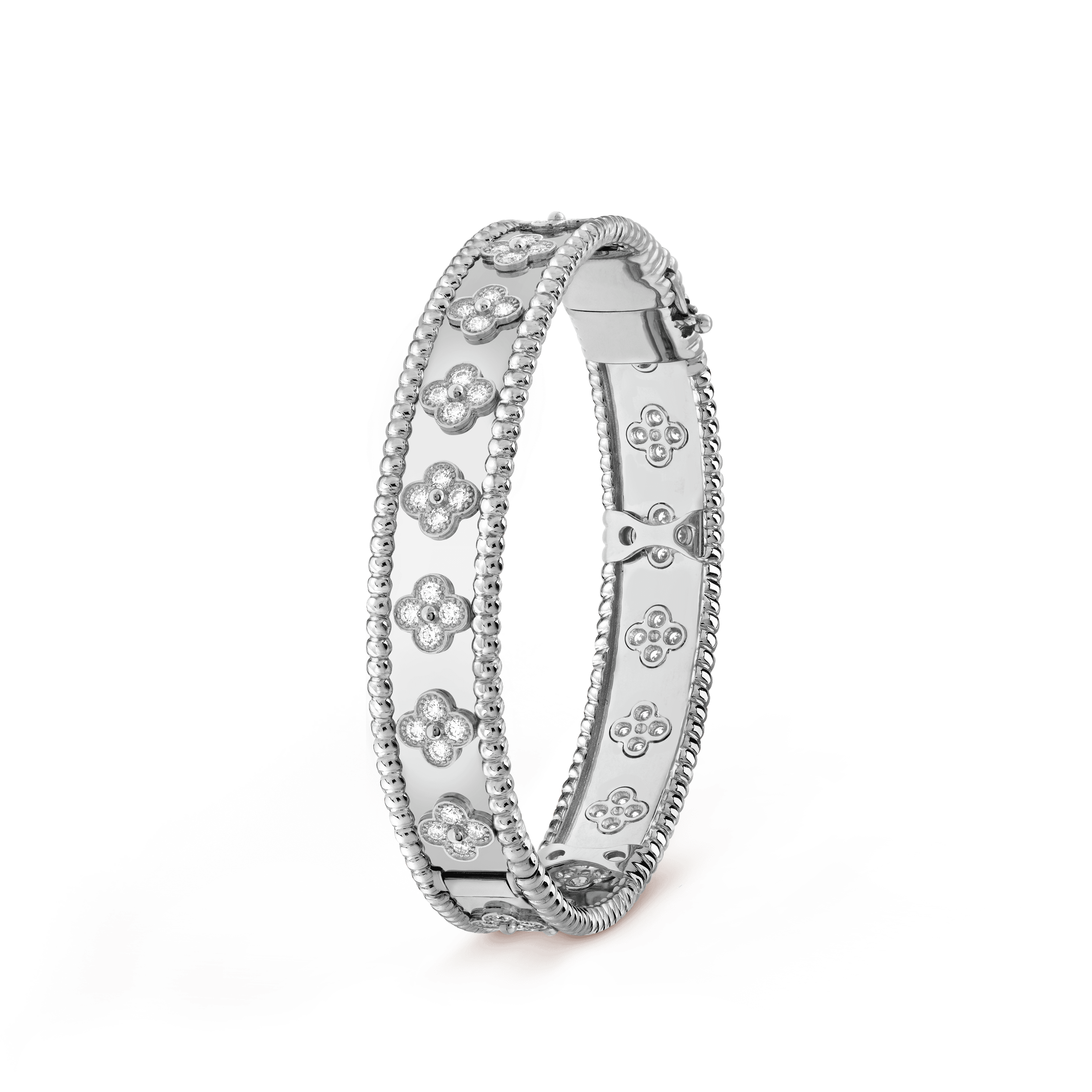 18K White Gold Van Cleef & Arpels Perlée Clovers Bracelet